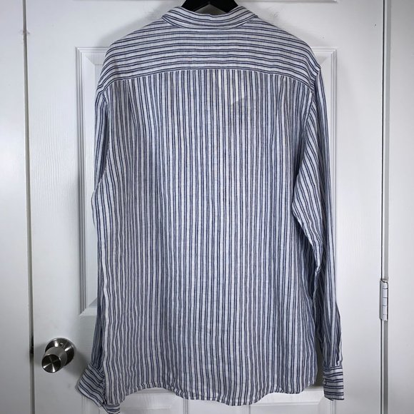 Rodd & Gunn Victoria Avenue L/S Linen Blend Button Shirt Blue Stripe Men's XXL - Picture 6 of 8